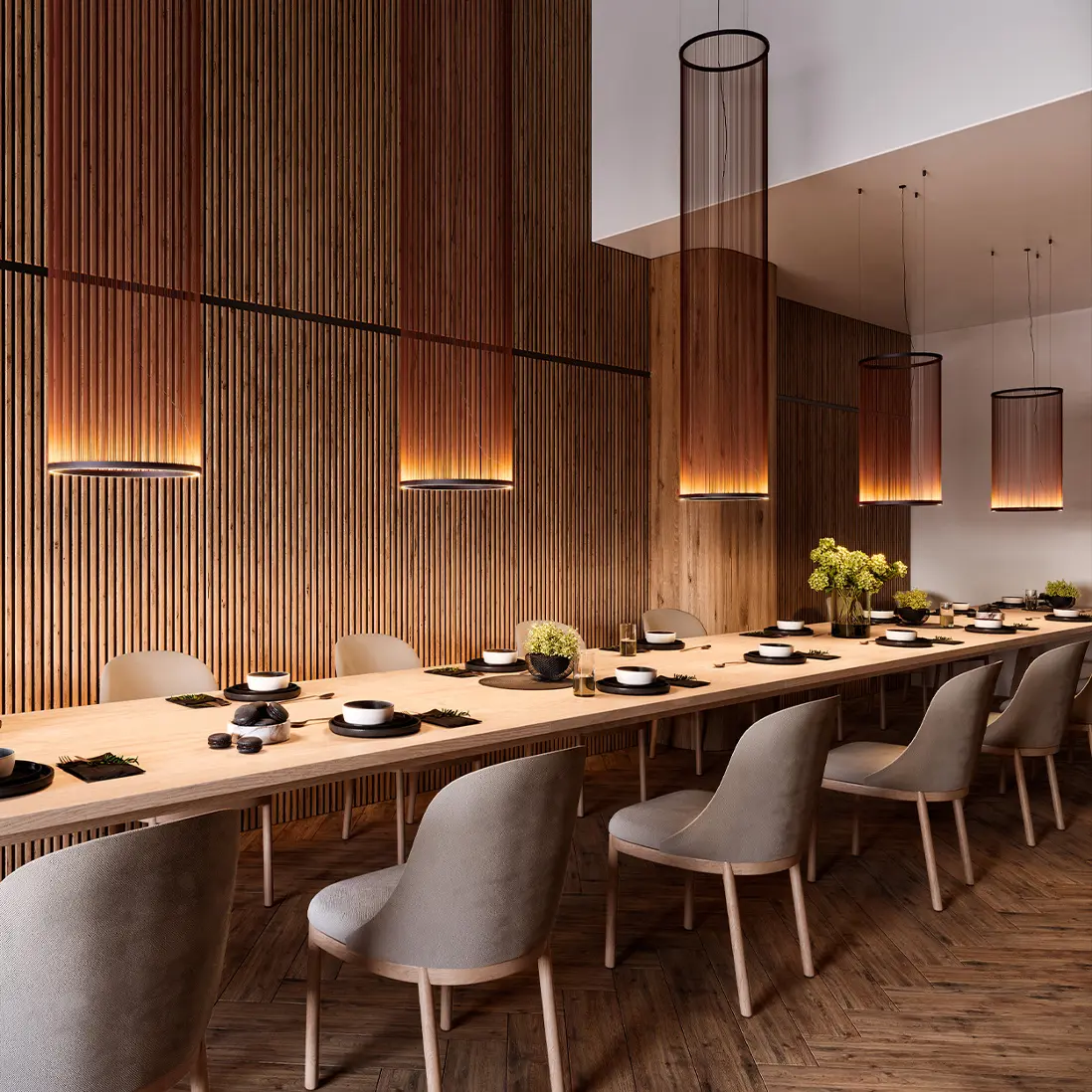 Hanglampen Arrey in een restaurant